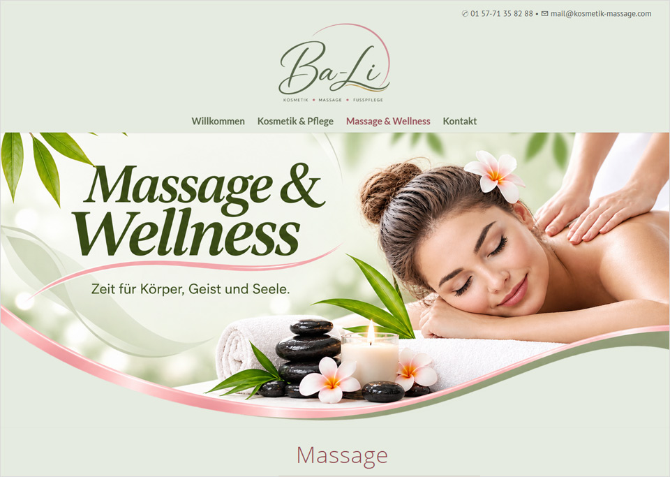 Homepage-Erstellung für Ba-Li – Kosmetik & Massage, 90556 Cadolzburg