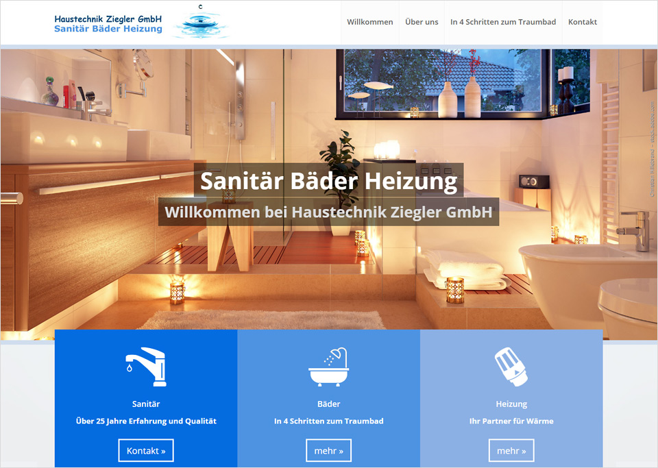 Homepage-Erstellung für Haustechnik Ziegler GmbH, 90562 Kalchreuth