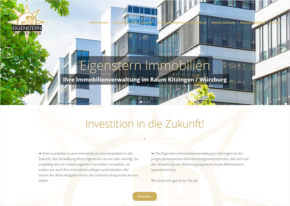 Homepage-Erstellung für Eigenstern-Immobilien, Dafina Sabani, 97318 Kitzingen