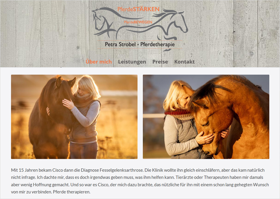 Homepage-Erstellung für Petra Strobel - Pferdetherapie, 90765 Fürth