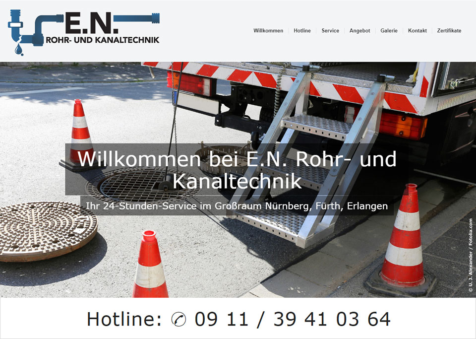 Homepage-Erstellung für E.N. Rohr- und Kanaltechnik, 90765 Fürth