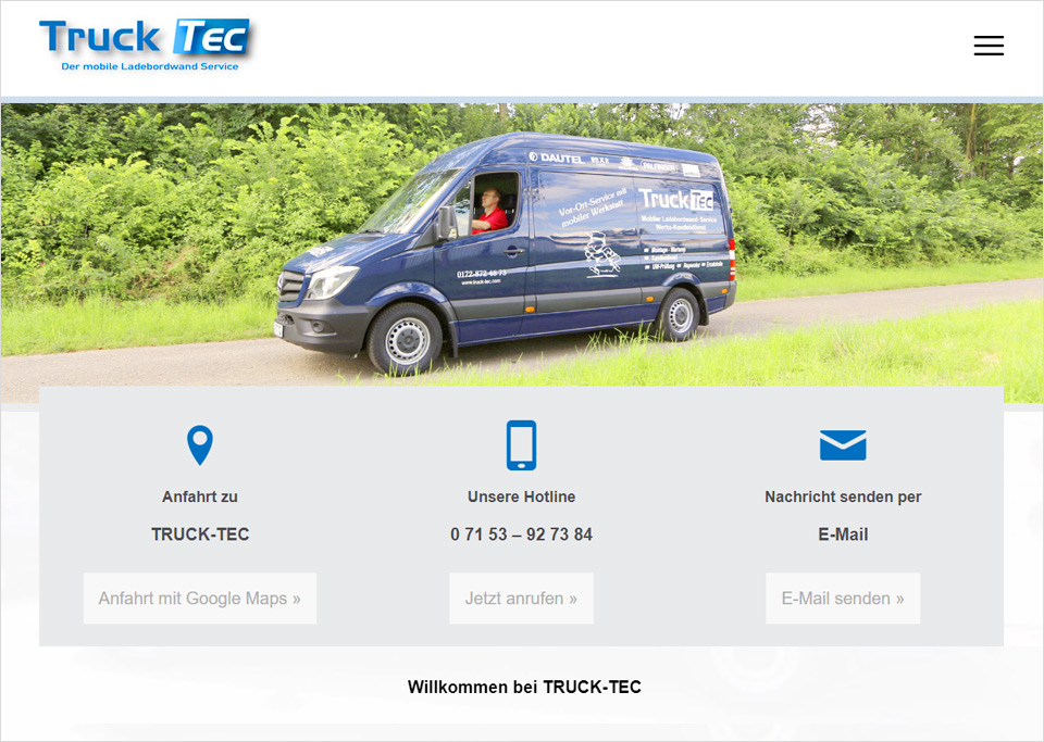 Homepage-Erstellung für Truck-Tec, 73249 Wernau