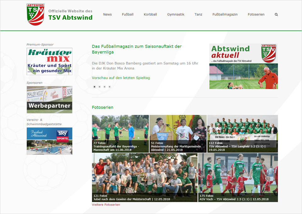 Homepage-Erstellung für TSV Abtswind e. V., 97355 Abtswind